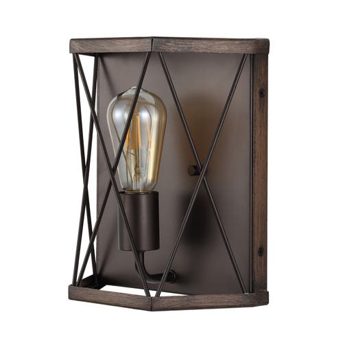 Jonathan Y Liam 1-light Rustic Farmhouse Iron Led Sconce In Dark Brown/oil Rubbed Bronze