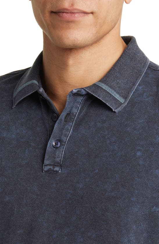Stone Rose Tipped Acid Wash Performance Jersey Polo In Navy