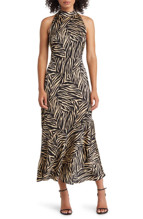 Sam Edelman Zebra Sleeveless Maxi Dress in Black at Nordstrom, Size 6