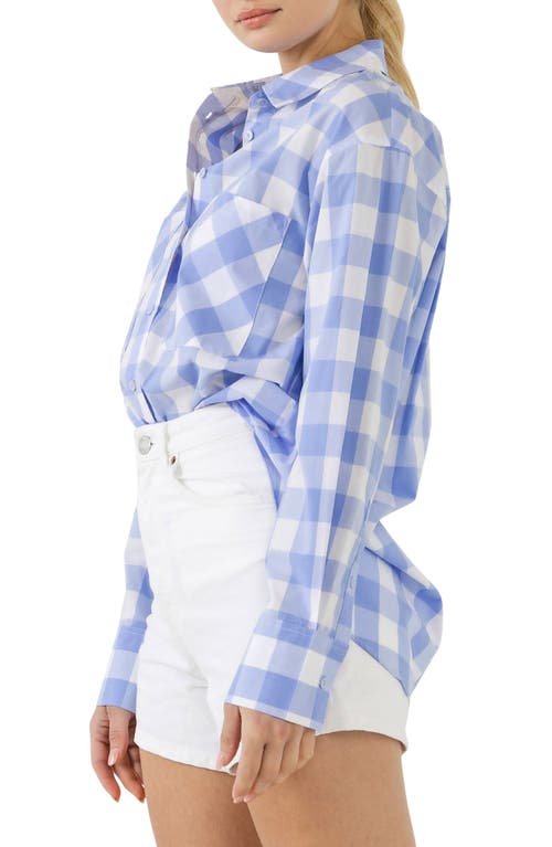 Shop English Factory Gingham Cotton Shirt In White/blue