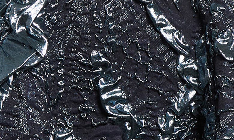 Shop Jason Wu Collection Short Sleeve Metallic Dress In Navy Multi