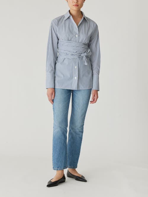 REBECCA TAYLOR REBECCA TAYLOR STRIPE POPLIN WRAP BLOUSE