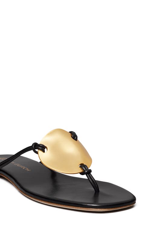 Shop Tory Burch Patos Leather Sandal In Perfect Black/gold