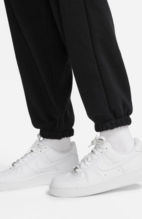 Shop Nike Oversize Fleece Cargo Sweatpants In Black/white