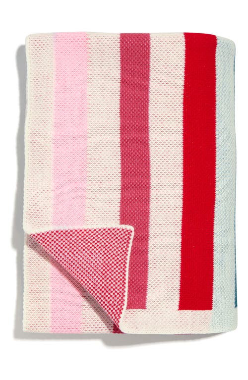 BaubleBar Repeating Checkered Initial Throw Blanket in Rainbow-J at Nordstrom