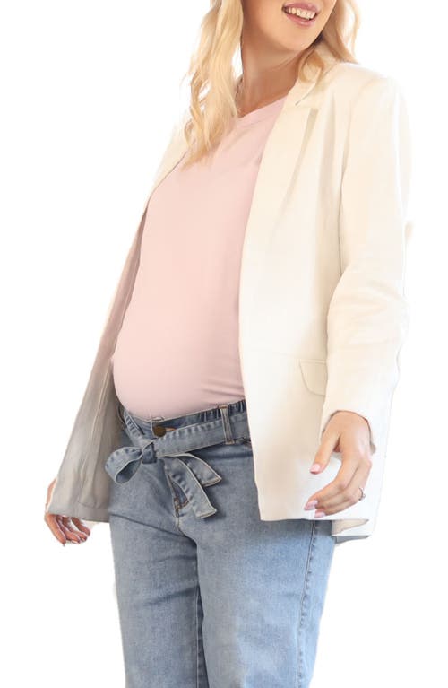 Linen Maternity Blazer in White