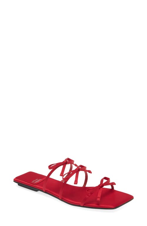 Shop Jeffrey Campbell Bowz Slide Sandal In Red Satin