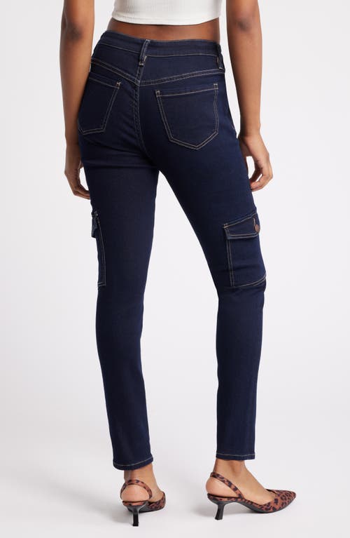 Shop Ptcl Ankle Skinny Cargo Jeans In Dark Indigo