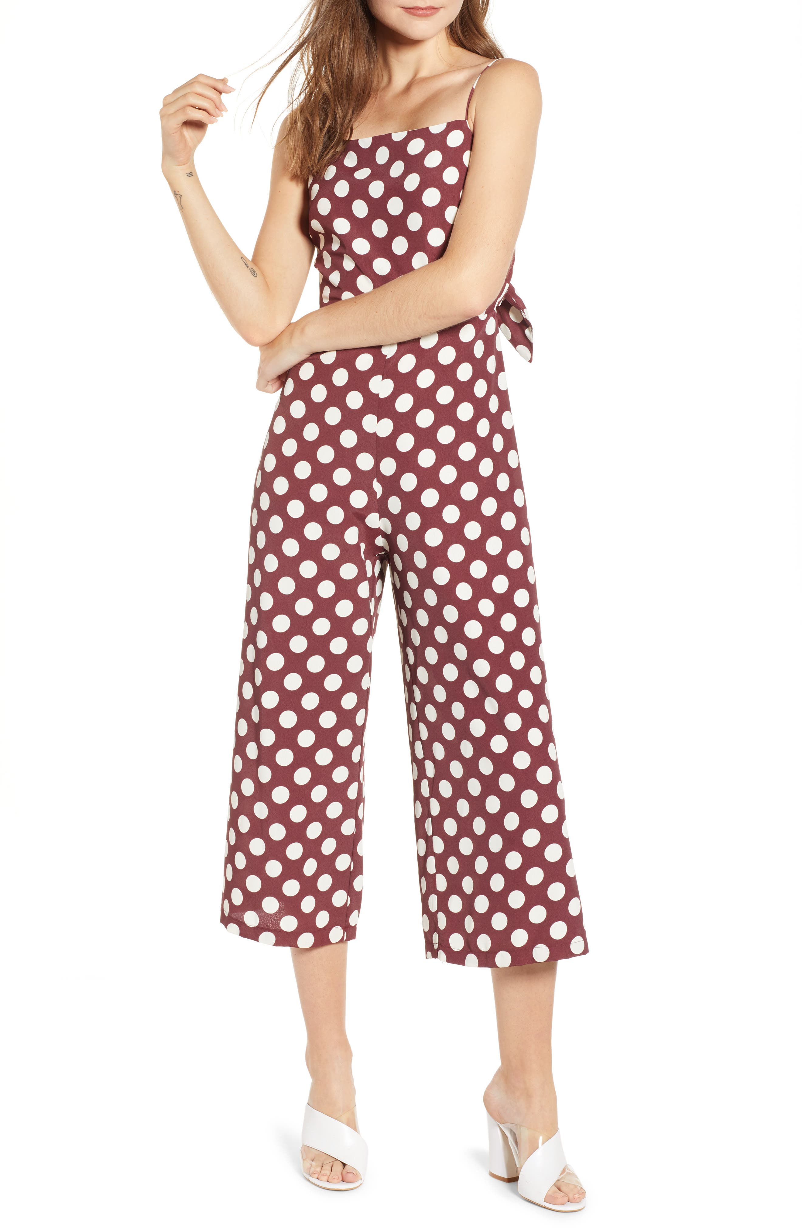 rust polka dot jumpsuit