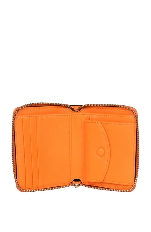 Shop Hyer Goods Upcycled Leather Zip-around Wallet In Neon Orange