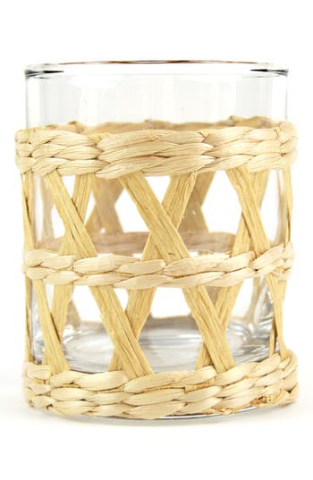 Shop 8 Oak Lane Rattan Set Of Four Old Fashioned Glasses In Clear/rattan