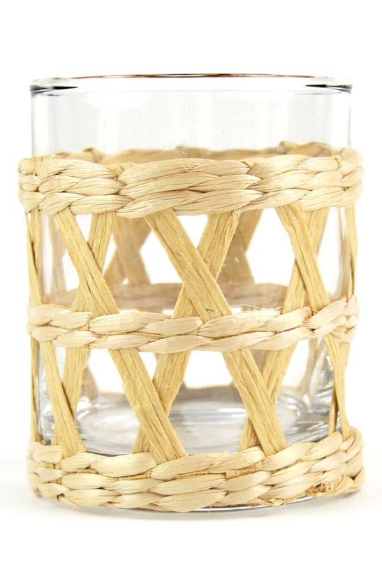8 Oak Lane Rattan Set Of Four Old Fashioned Glasses In Clear/rattan