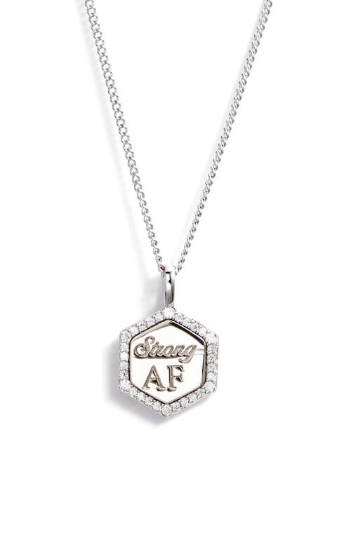 Strong AF Cubic Zirconia Pendant Necklace in Silver