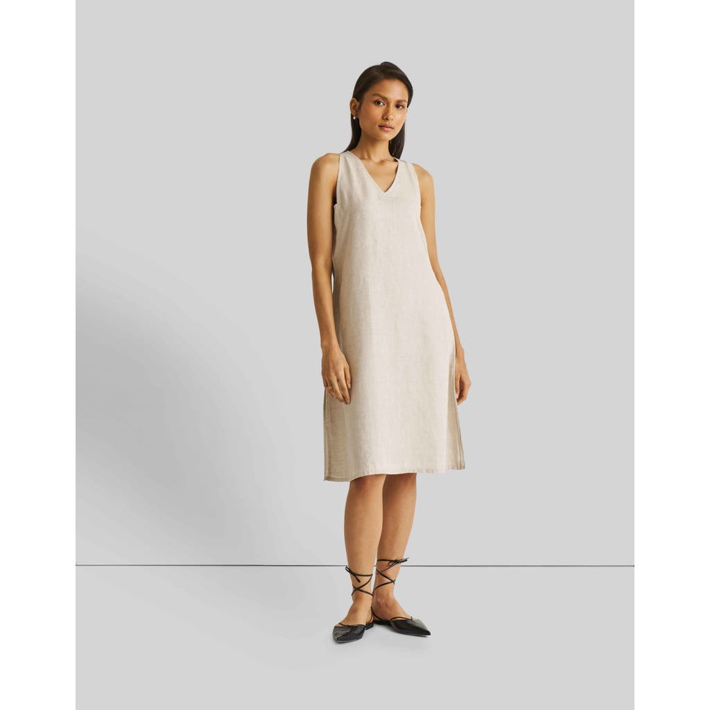 Reistor Hemp Short Dress With Back Embroidered Lace Detail In Neutral