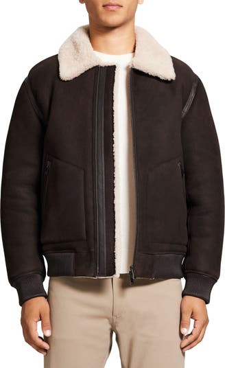 Theory Faux Shearling Lined Bomber Jacket