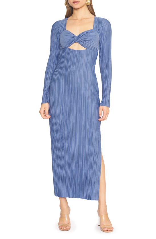 4si3nna Naveah Plissé Cutout Long Sleeve Maxi Dress In Blue | ModeSens