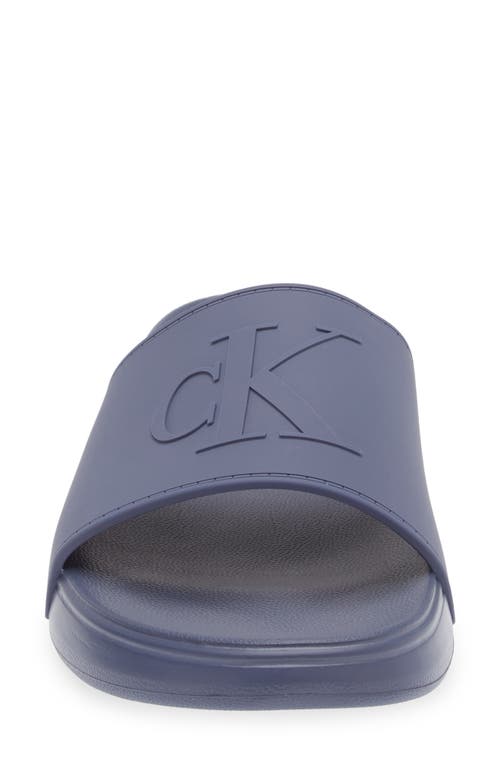 Shop Calvin Klein Wiston Slide Sandal In Blue Grey/blue Grey