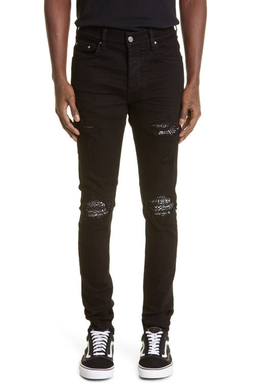 AMIRI Men's MX1 Bandana Ripped Patch Skinny Jeans Black Od at Nordstrom,