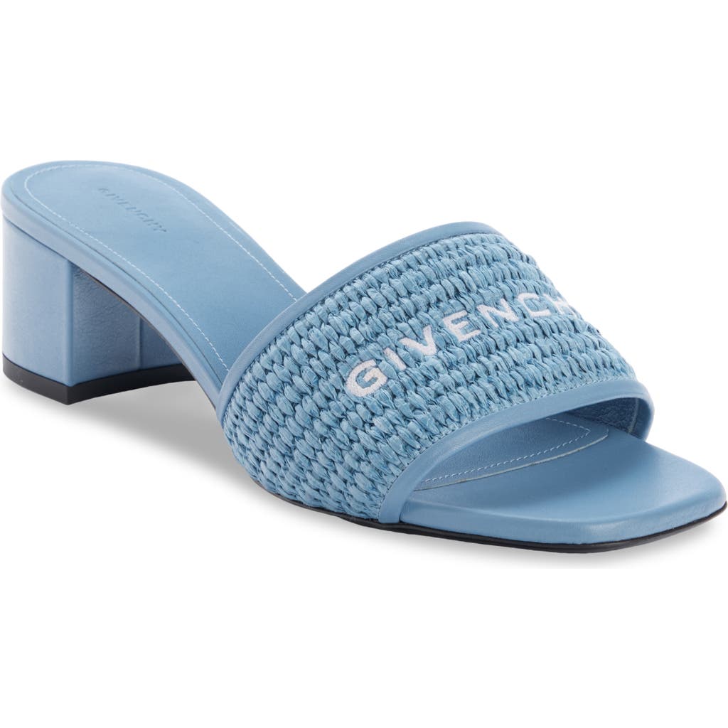 Givenchy Logo Raffia Slide Sandal In Denim Blue