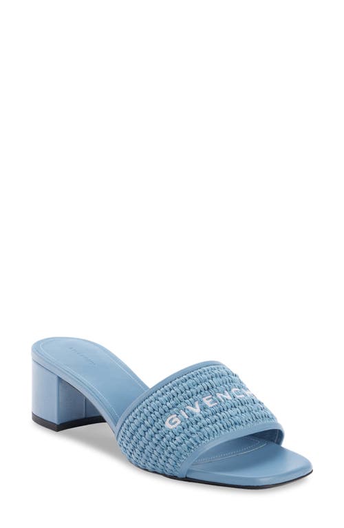 Shop Givenchy Logo Raffia Slide Sandal In Denim Blue