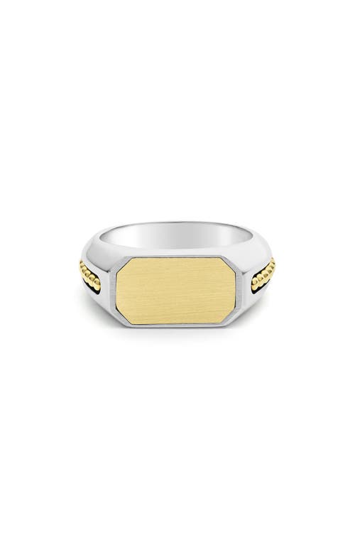 Shop Lagos Anthem Satin Signet Ring In Two-tone