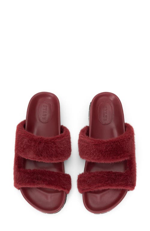 Shop Staud Cyprus Faux Fur Slide Sandal In Pinot