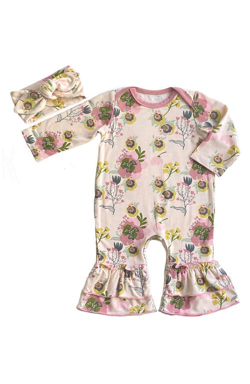 Baby Grey by Everly Ruffle Romper & Head Wrap Set at Nordstrom,