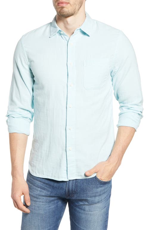 KATO The Ripper Button-Up Organic Cotton Gauze Shirt in Aqua Blue