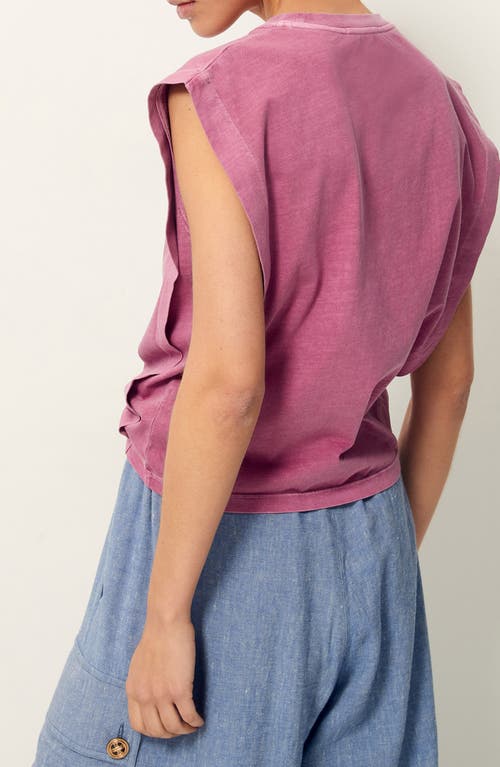 Shop Sessun Sessùn Orlando Pleat Shoulder Sleeveless T-shirt In Pansy