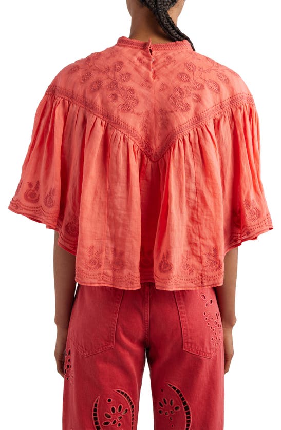Shop Isabel Marant Elodia Embroidered Cotton Top In Shell Pink