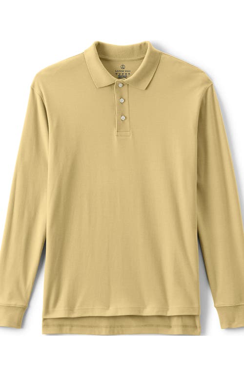 Lands' End School Uniform Long Sleeve Interlock Polo Shirt In Maize