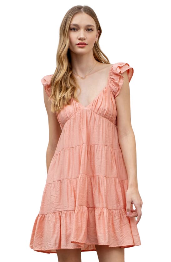 Shop Blu Pepper Tiered Ruffle Minidress In Coral