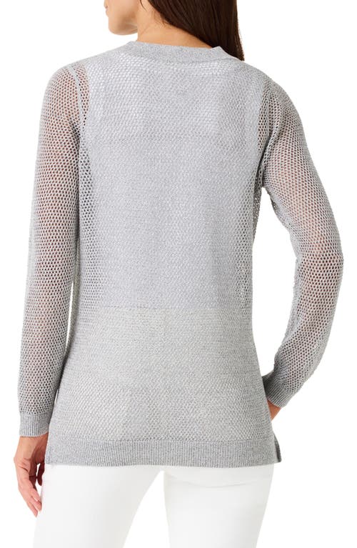 Shop Nic + Zoe Nic+zoe Metallic Mesh Stitch Sweater In Tarragon