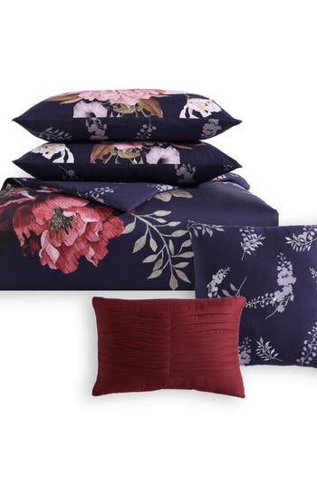 Bebejan Purple Garden 5-piece Reversible Comforter Set In Purple