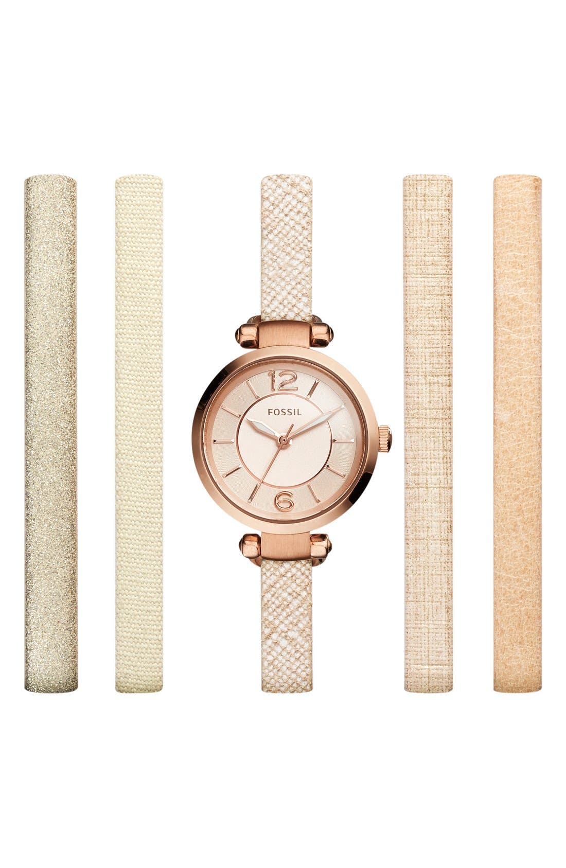 Fossil Round Watch & Interchangeable Strap Set, 25mm Nordstrom