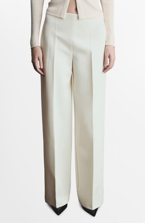 Mango Wide Leg Crop Pants In Ecru