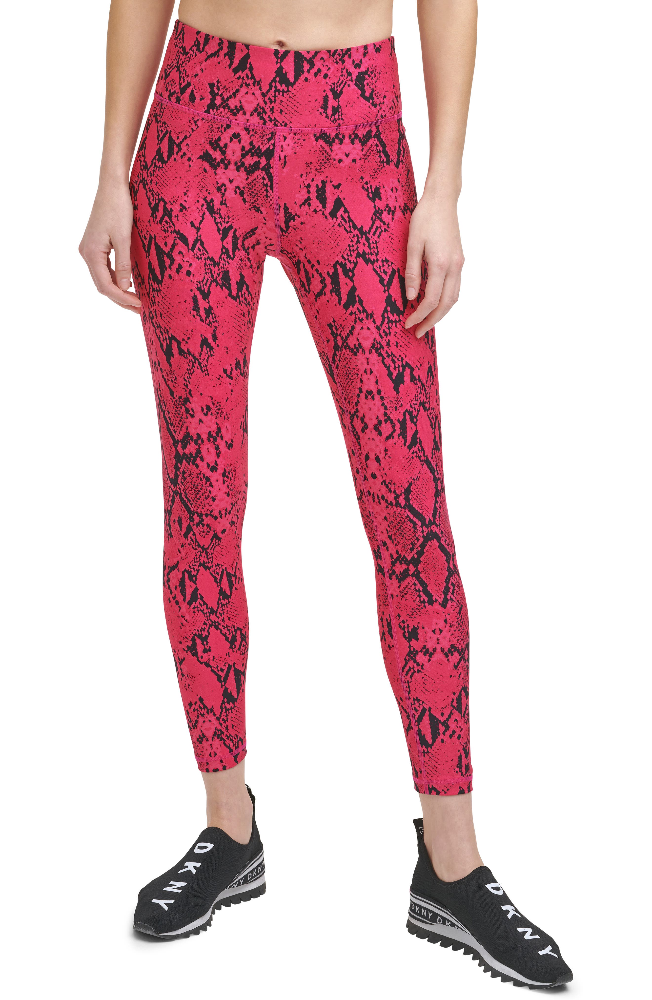 red printed leggings