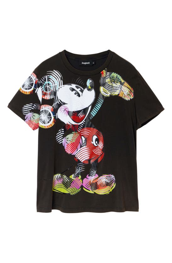 Shop Desigual Arty Mickey Mouse Graphic T-shirt In Black
