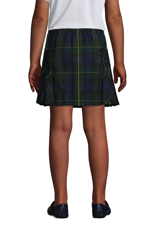 Shop Lands' End School Uniform Girls Plus Side Pleat Plaid Skort Above The Knee In Hunter/classic Navy Plaid