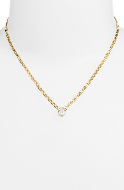Shymi Fancy Bezel Pendant Necklace In Gold/white/pear Cut