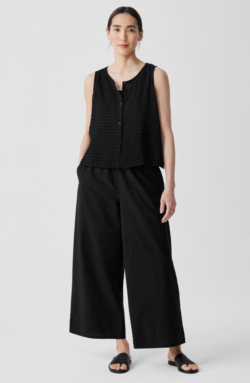 Eileen Fisher Cropped Wide-leg Organic Cotton Poplin Pants In Black