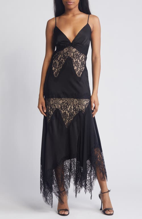 Bardot Dalton Lace Trim Midi Dress Black at Nordstrom,