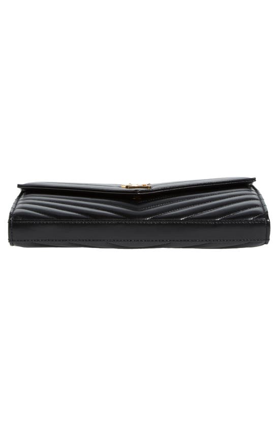 Shop Saint Laurent Matelassé Leather Wallet On A Chain In Noir