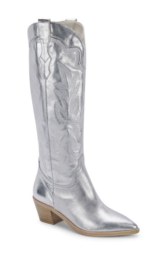 Dolce Vita Shiren Western Boot In Silver Metallic Leather