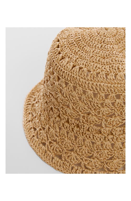 Mango Woven Straw Bucket Hat In Beige