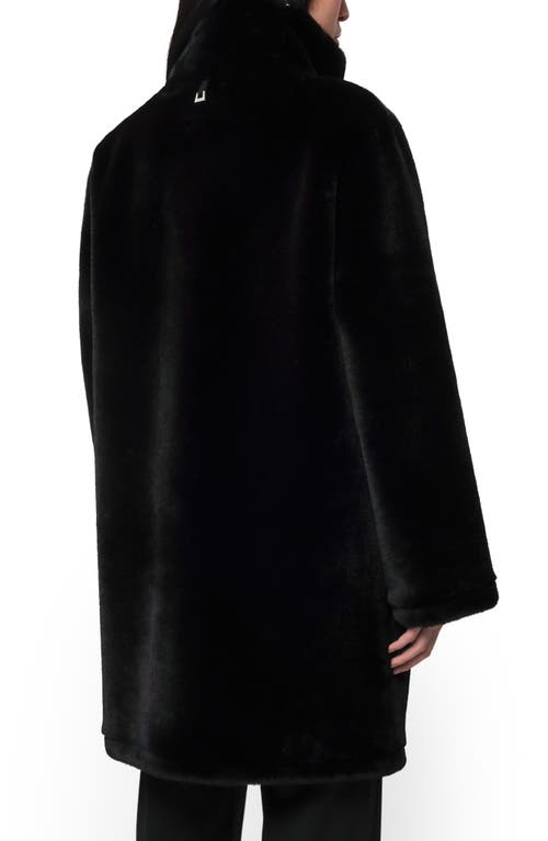 Apparis Blair Faux Fur Mid Length Coat In Noir