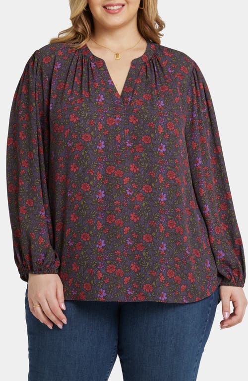 Shop Nydj Long Sleeve Split Neck Top In Matilde Meadow