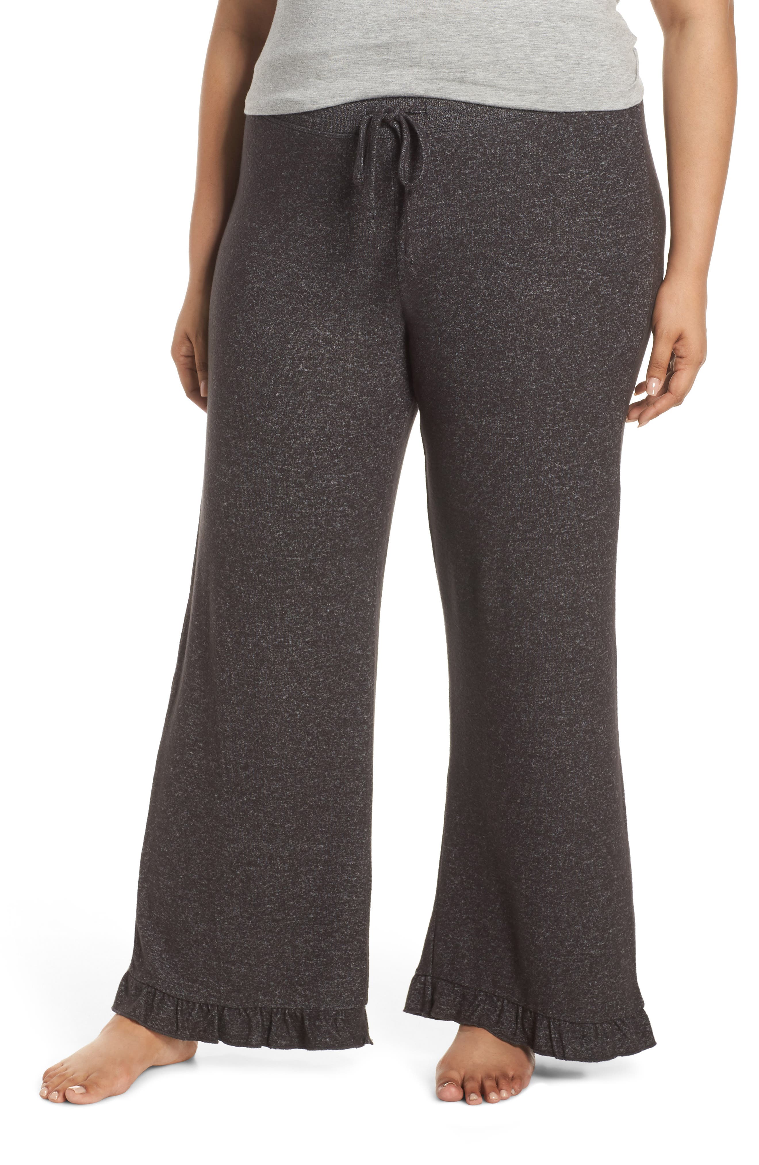 Plus Size Make + Model Ruffle Hem Hacci Sweatpants, Grey