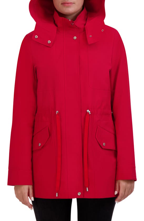 Cole Haan Short Rain Jacket In Red