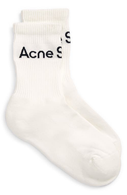 Acne Studios Ribbed Logo Jacquard Socks in White/Charcoal